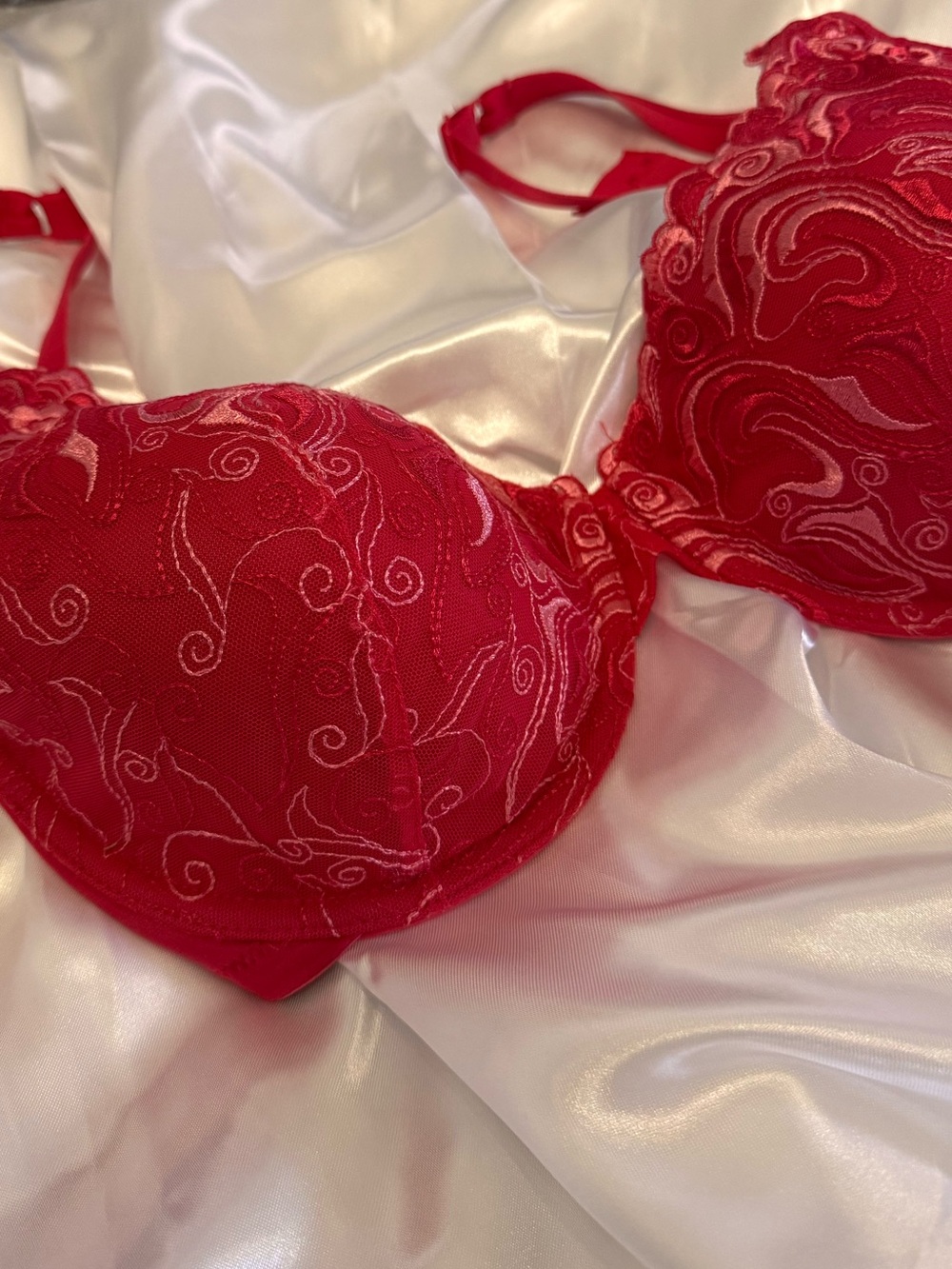 Playtex Red Embroidered T-Shirt Bra - Picture 2 of 8